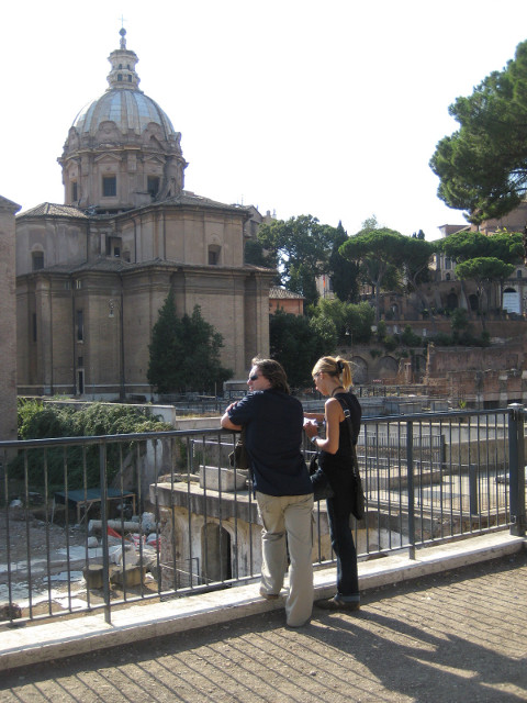"She promised she'd be there with me..." couple overlooking ancient forum