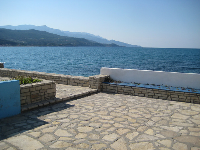 West by Northwest plaza overlooking long sound towardd mountains