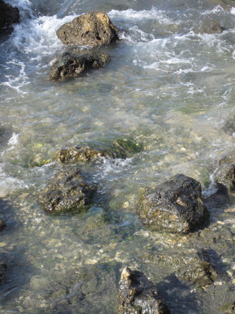 Harbor Shallows Shallow water lapping head-sized rocks