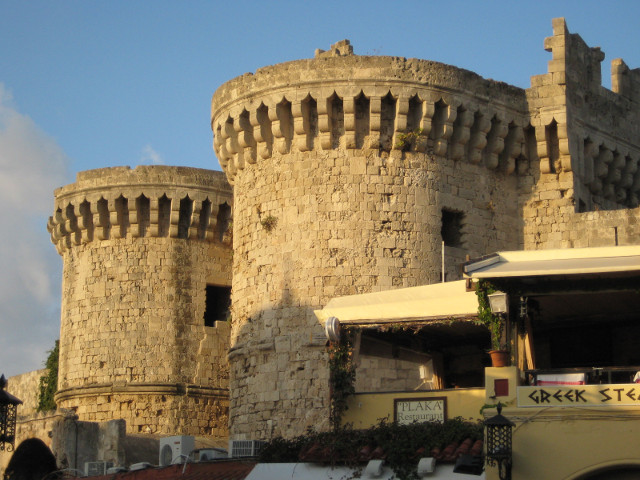 The Front Gate Big round stone towers flanking the front gate of the old city