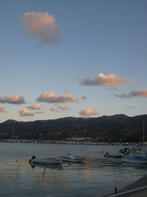 Sun going down half-dark marina at dussk