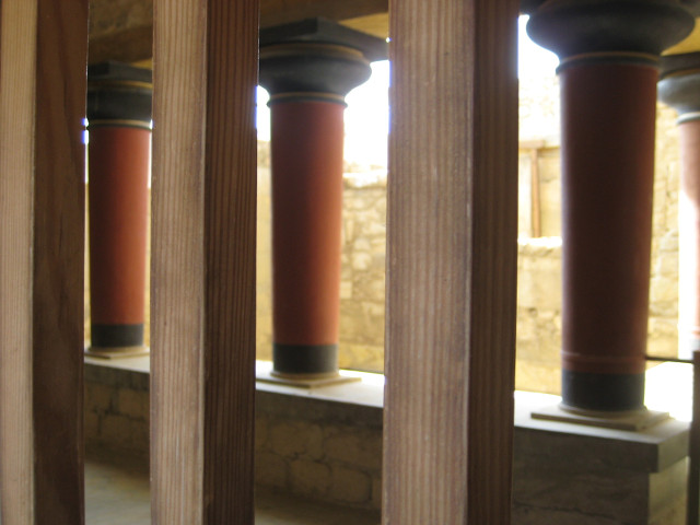 Playful Bars columns seen between door slats