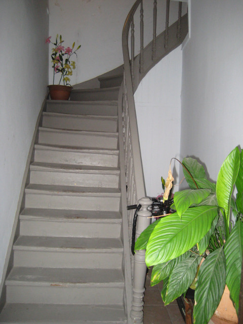 Looking Back old wooden inside stairs