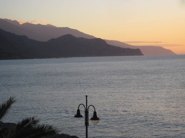 East By Northeast looking along the coast to two ridges, silhouetted against dawn sky