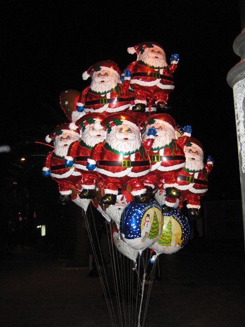 Floating Santas Cluster of Santa Claus balloons