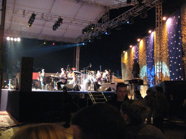 The main stage large covered stage in front of old city walls