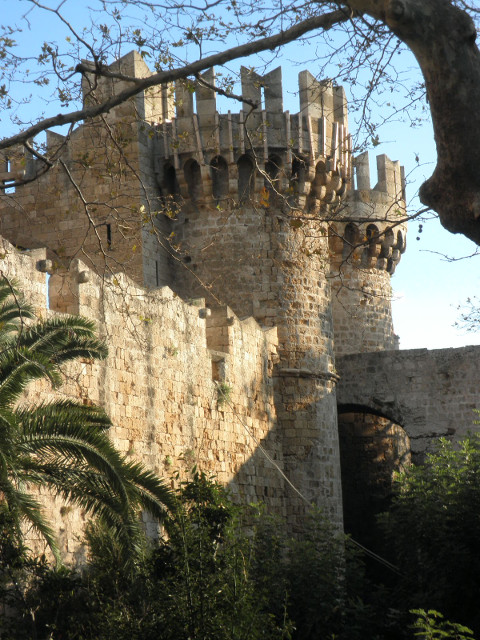 The Back Gate guard towers on far side of moat
