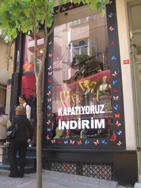 Shop Front Modern shop front, sign in Turkish