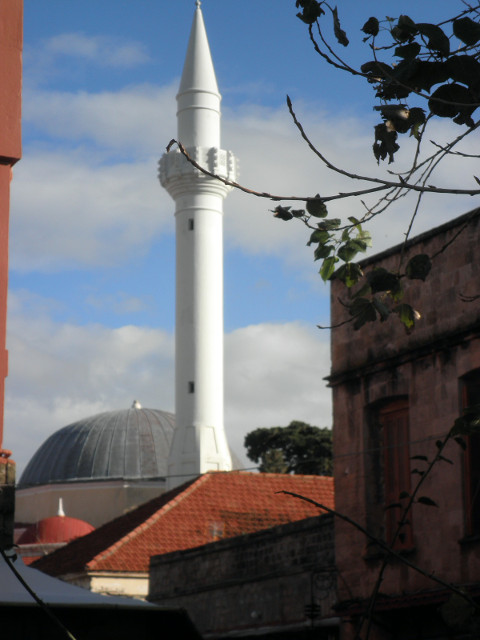 Ibrahim's Minaret Again white minaret behind tree branch