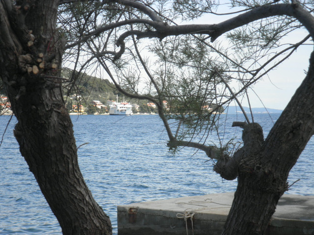 Zadar Bay from Uglian Tree framing water and hill