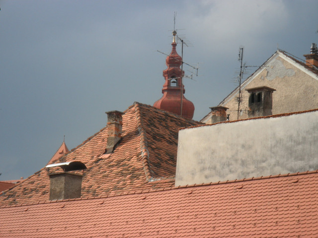 skyline rooftops and multi-bulbous tower
