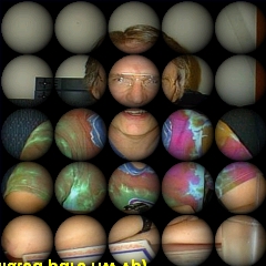 self, bump-mapped onto spheres